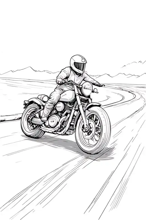 Motorcycle On Road Winding