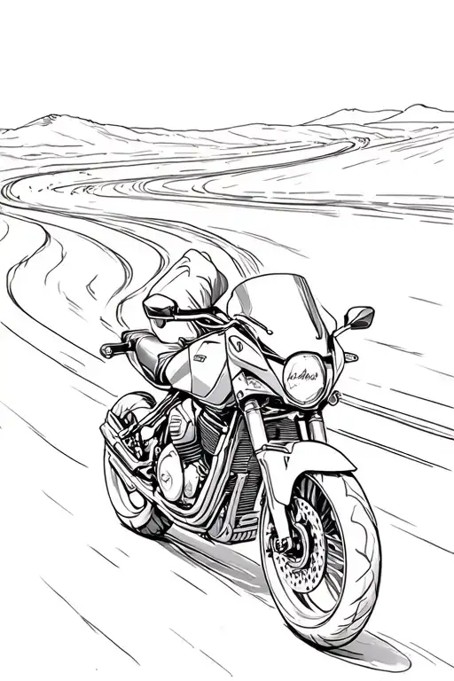 Motorcycle On Road Winding