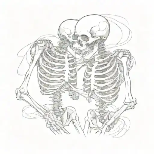 Two Skeletons Hugging