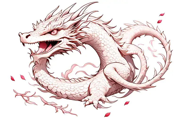 Cherry Blossom Petals With Dragon Tramp Stamp Very Feminine