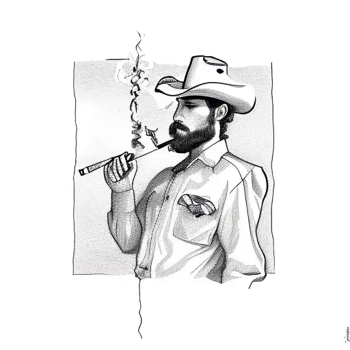 Cowboy Smoking Cigarette