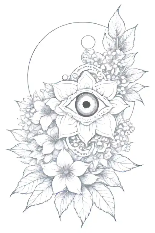 Forget Me Not Flowers And Evil Eye Symbol Integrated