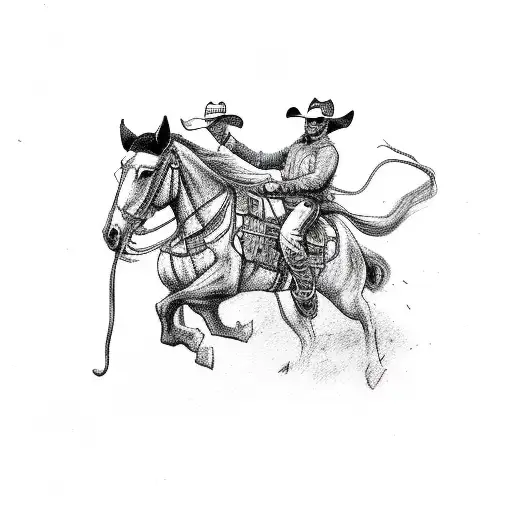 Cowboy With Gun On Horse