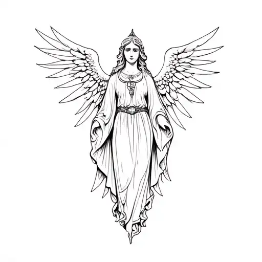 Ancient Sacred Temple Angel Black