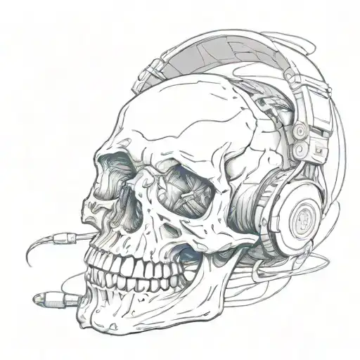 Skull Wearing Headphones