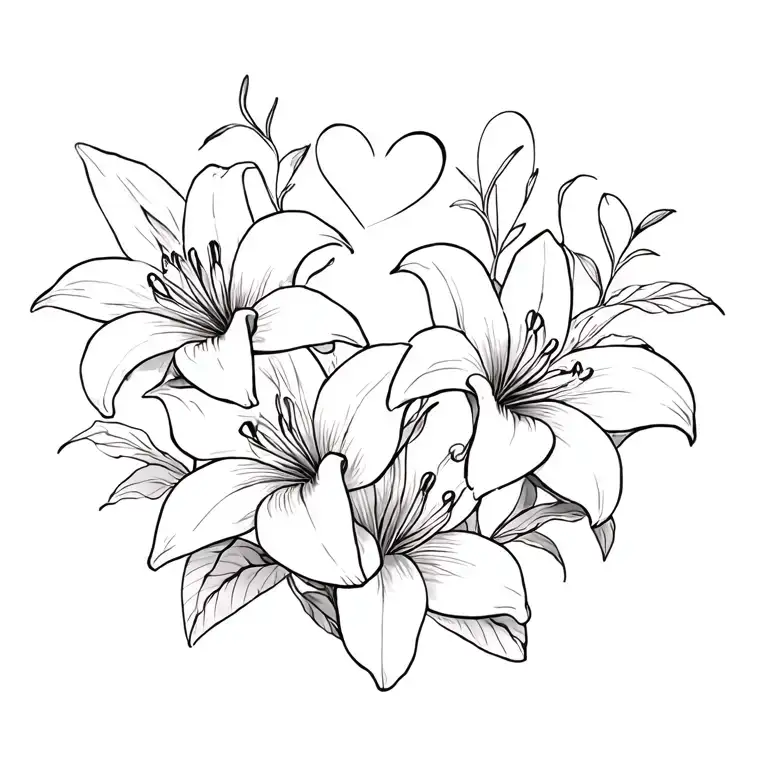 Tiger Lillies With Seven Hearts And Fillers To Make It Flow And Look Beautiful