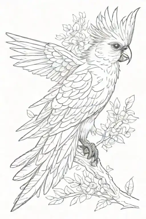 Cockatiel Wing Spread On Shoulder