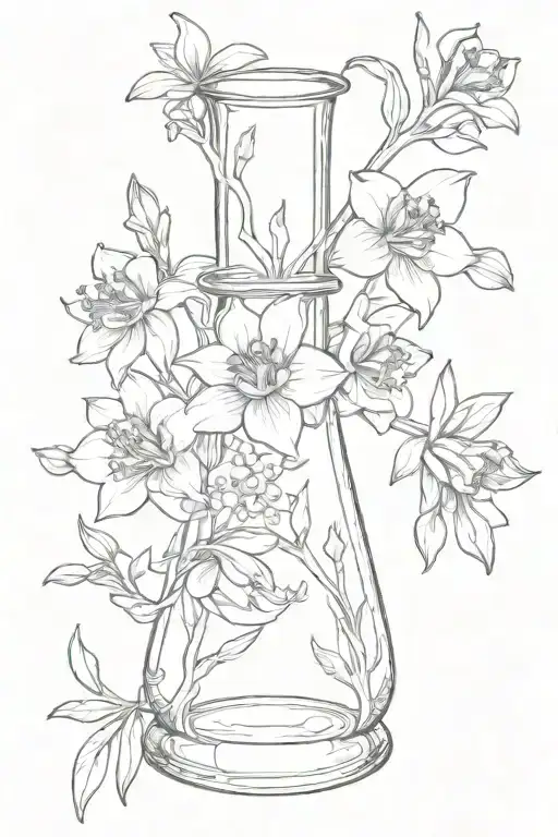 Larkspur And Narcissus In An Erlenmeyer Flask