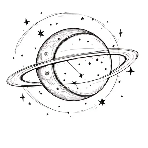 Capricorn Constellation Small Saturn Half Moon Stars