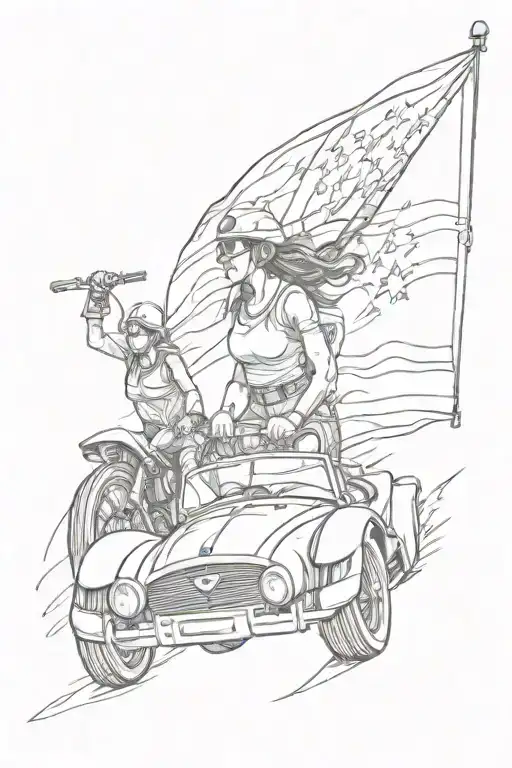 Finish Flag And Motorpsort And Car And Girl Power And Family And Victory Cronw Logo