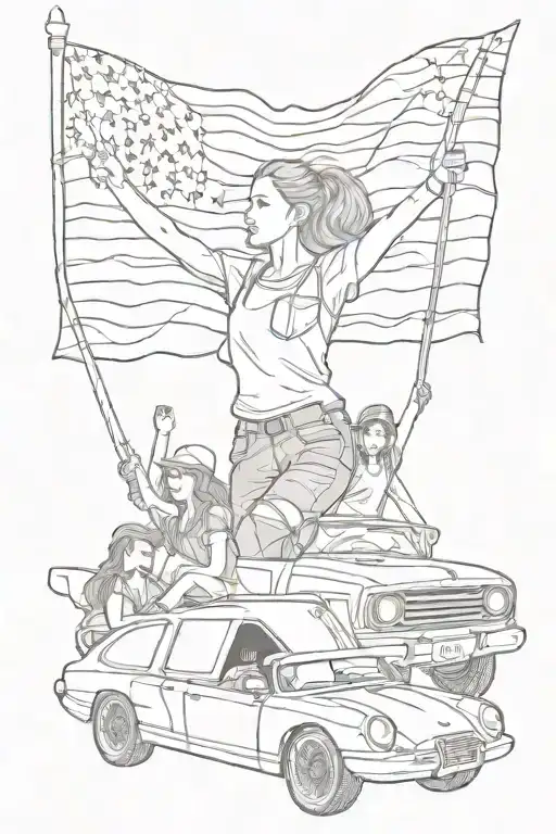 Finish Flag And Motorpsort And Car And Girl Power And Family And Victory