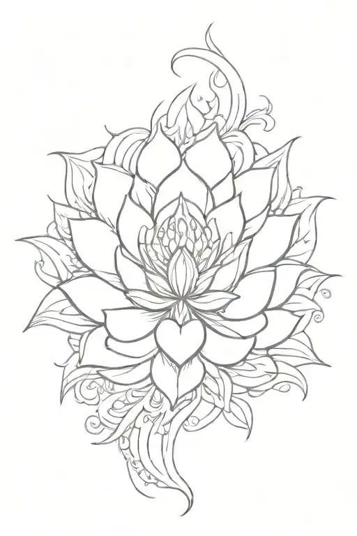 Verticale Line Phoenix Lotus Ohm Unalome