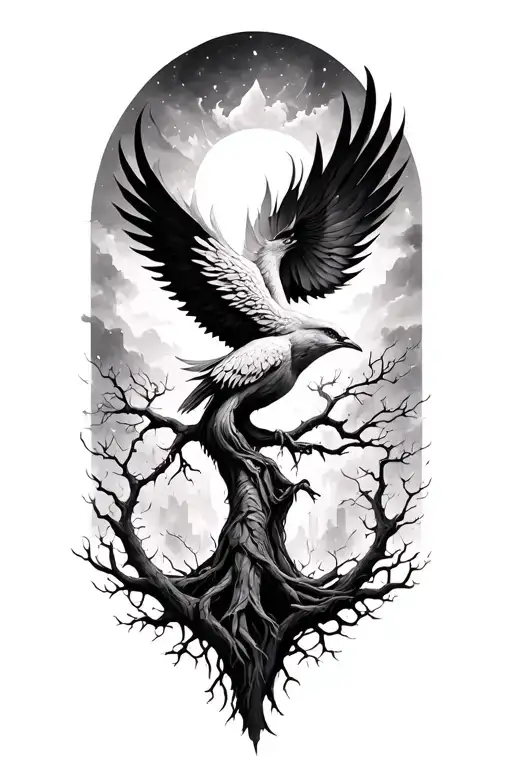 Tree Of Life And Pheonix Rising