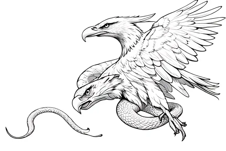 Eagle Hunting A Snake