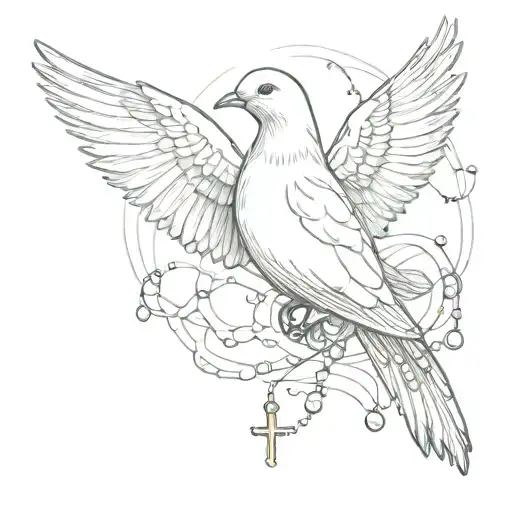 Dove With Rosary Wrapped Loosely