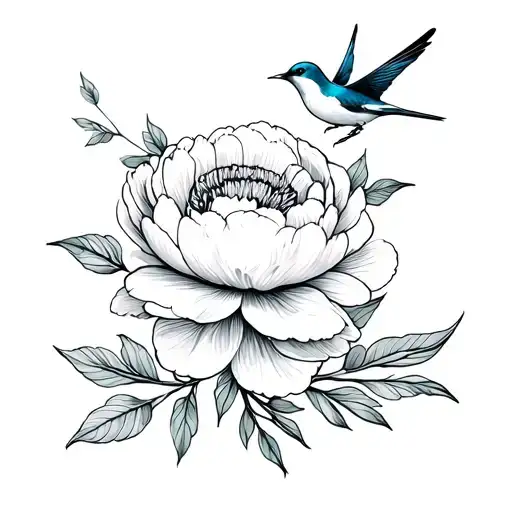 Peonie And Swallow Flowers