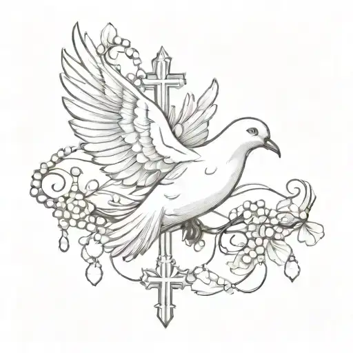 Dove Rosary Cross Hanging Pendant