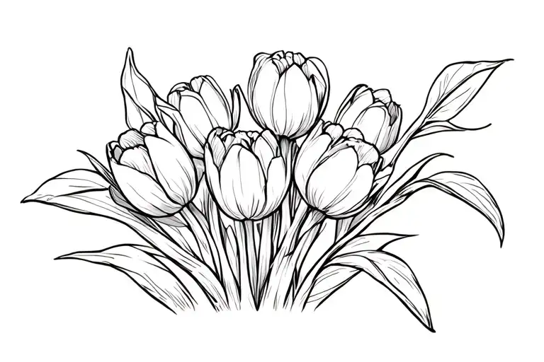 Tulip Bouquet Fine Line