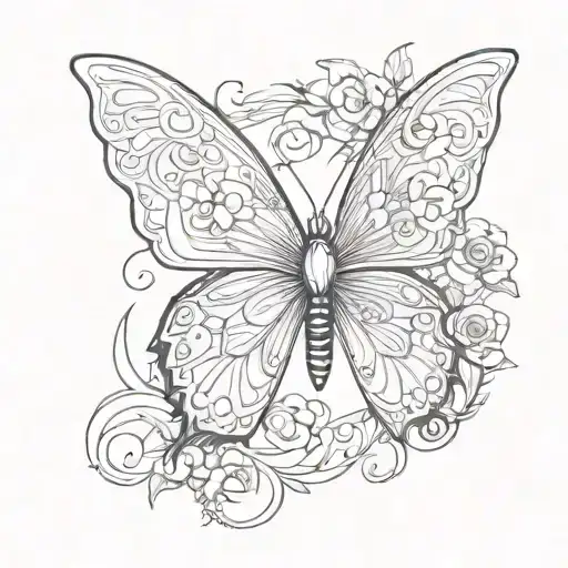 Butterfly With Aries Symbol Intertwined