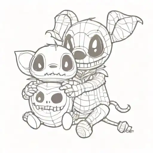 Stitch Holding A Jack Skellington Plushie Version