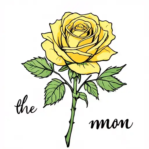 Yellow Rose With Mom Written In The Stem