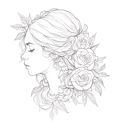 Depict The Woman Converted With Roses Intertwined