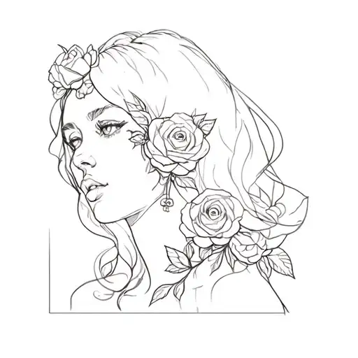 Depict The Woman Converted With Roses Intertwined