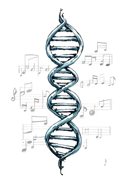 Dna Spiral With Music Note Intertwined