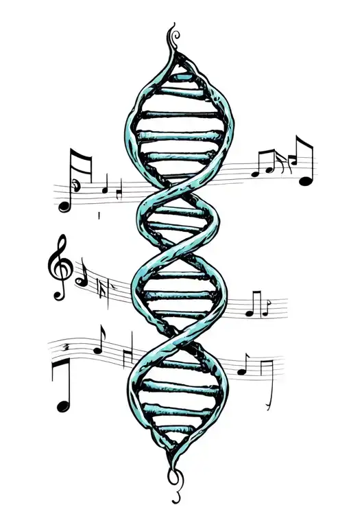 Dna Spiral With Music Note Intertwined