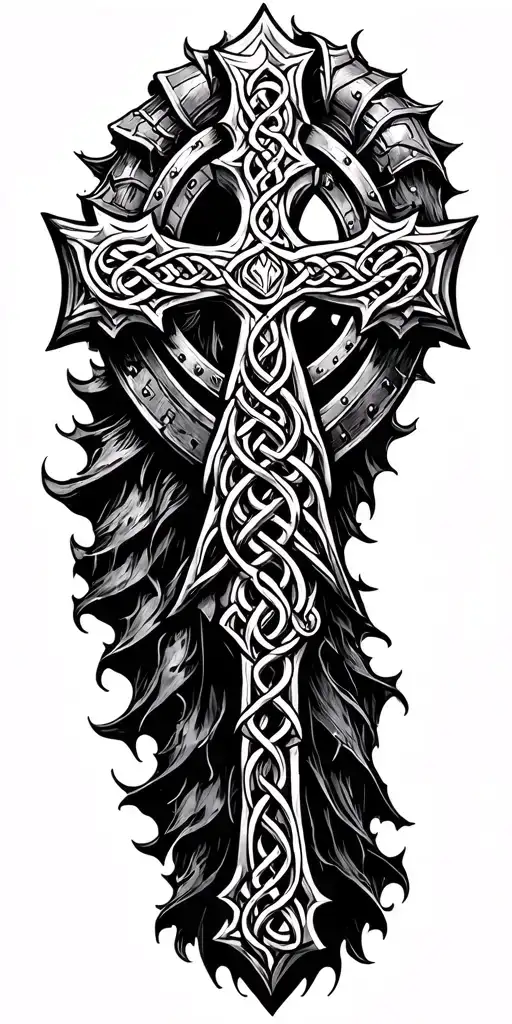 Celtic Cross Surrounded By Armor