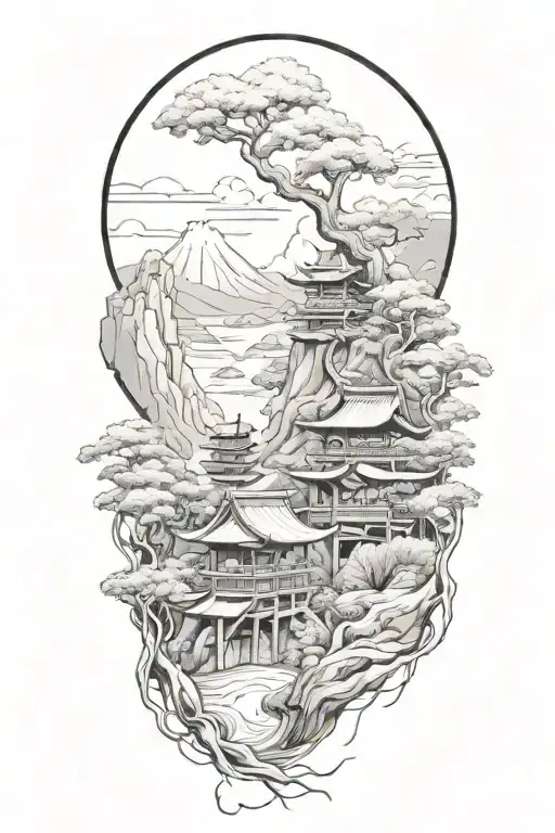 A Japanese Landscape In Manga Style