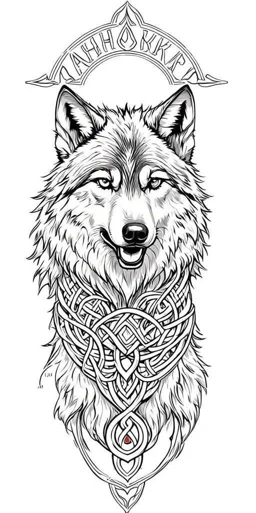 Wolf Surrounded By Celtic Amour