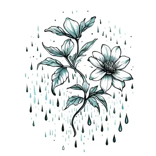 Rain And Flowers Growing