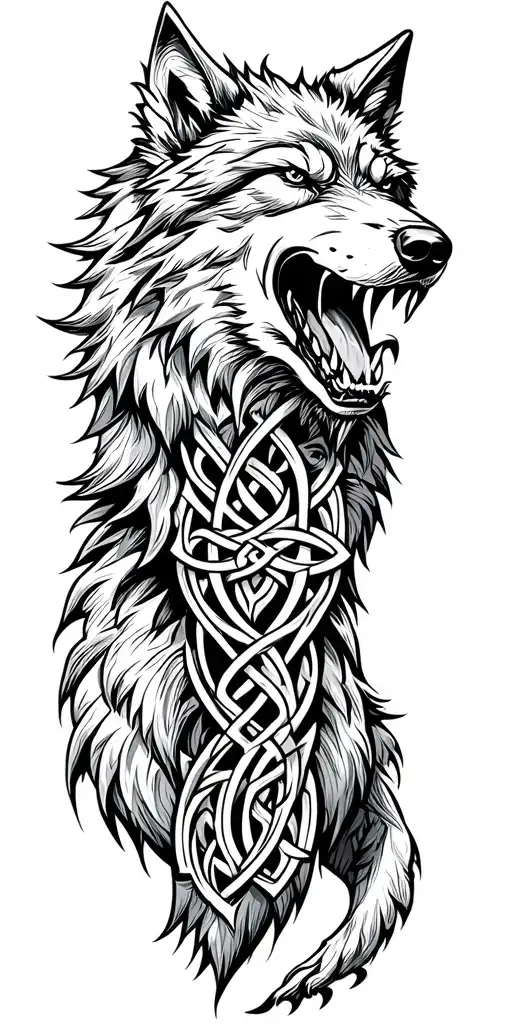 Celtic Wolf Growl With Amour