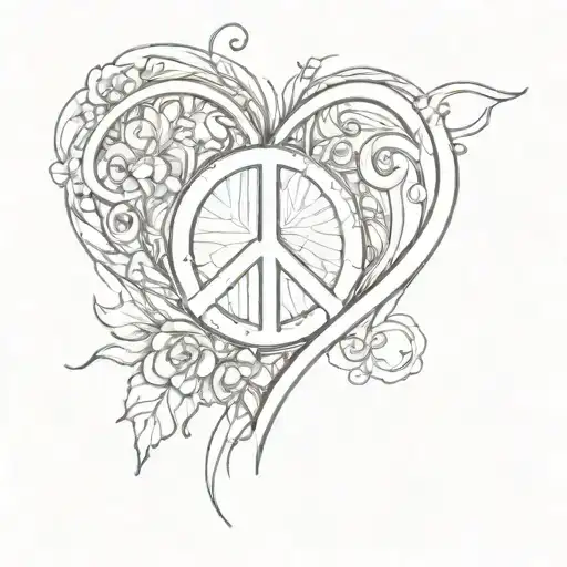 Heart Shape With Peace Sign Inside
