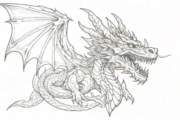 Dragon Head With Wings Spread Wide