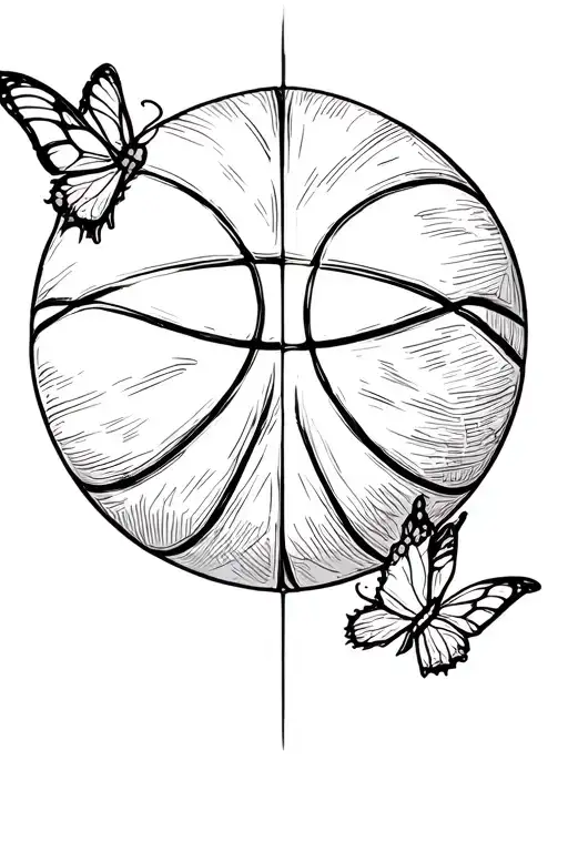 Half Of The Butterfly And Half Of Basketball Ball