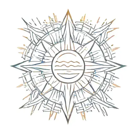 Tattoo Of A Beautiful Minimalistic Simmetry Sun With Neat Lines