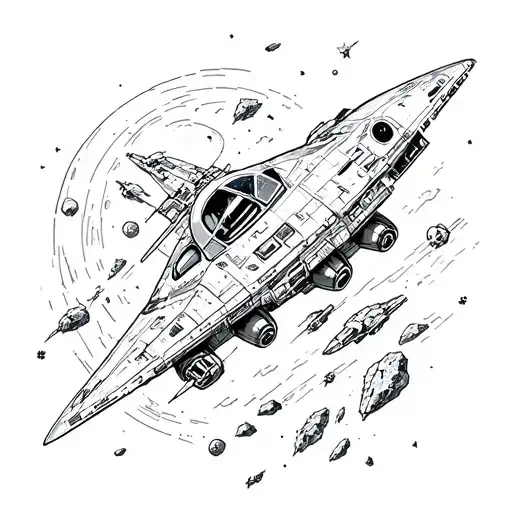 Jet Out Of This World Flying Into Space With Asteroids And Spaceships