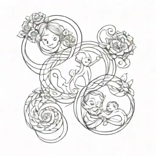 Infinity Symbol Mother Father 2 Children Playing