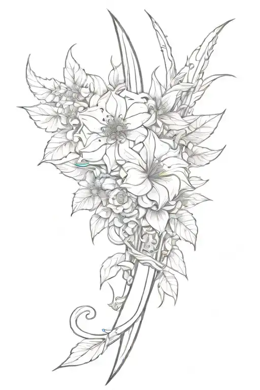 Blade And Flowers