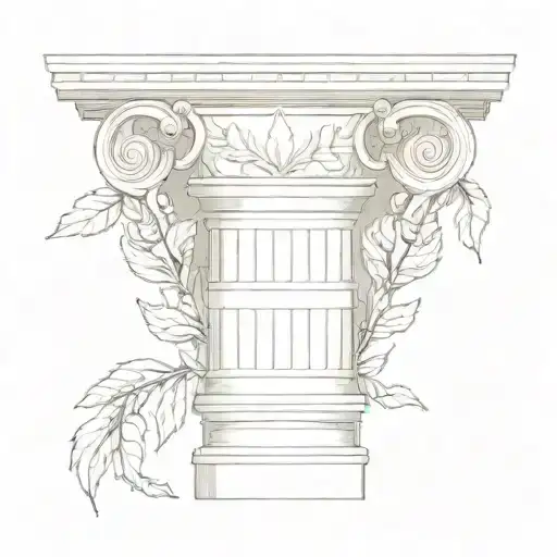 Ionic Columns And Laurel Wreath