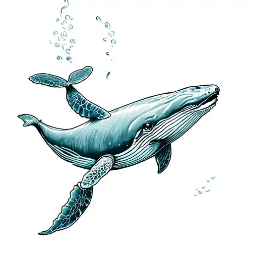 Whale And Turle Swimming