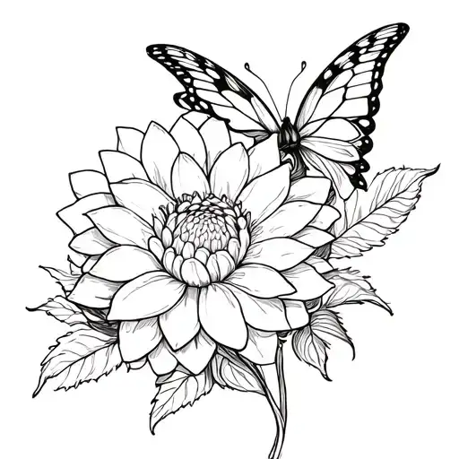 Dahlia And Butterfly