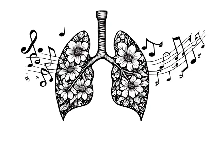 Lungs Made Of Flowers And Music Notes