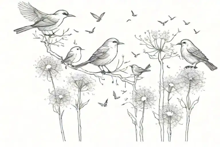 Dandelions And Birds