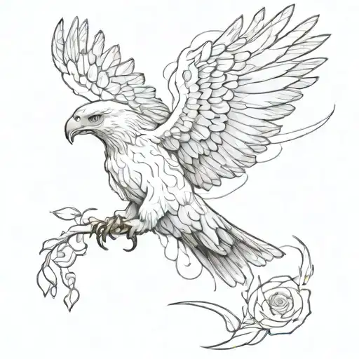 Rose And Eagle Flying