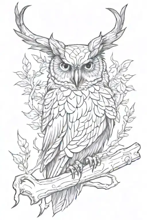 Horned Strix Perched