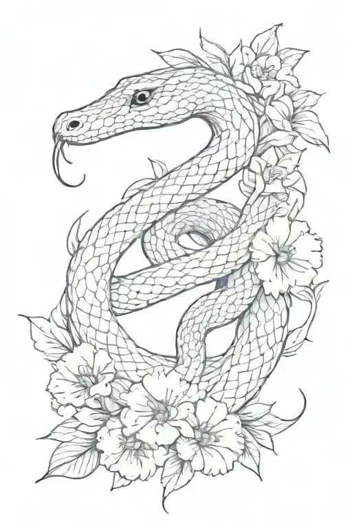 Snake And Flowers