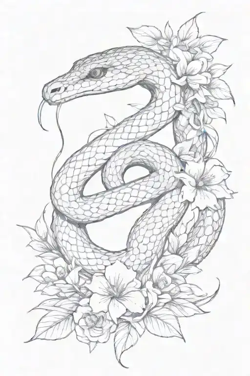 Snake And Flowers